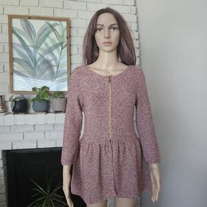 Zara Pink Cardigan Sweater with Gold Zipper